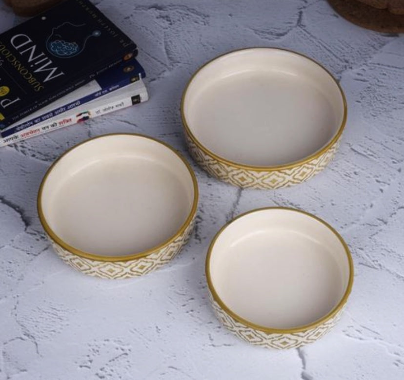 The Culinary House - Ceramic Flat Deep Serving Bowl Set ā 3 Sizes (500 ml | 600 ml | 800 ml)