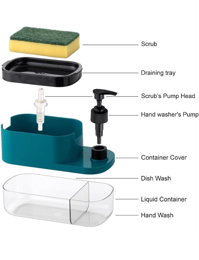 The Culinary House - Soap Pump Dispenser with Sponge Holder – Multi-Colour