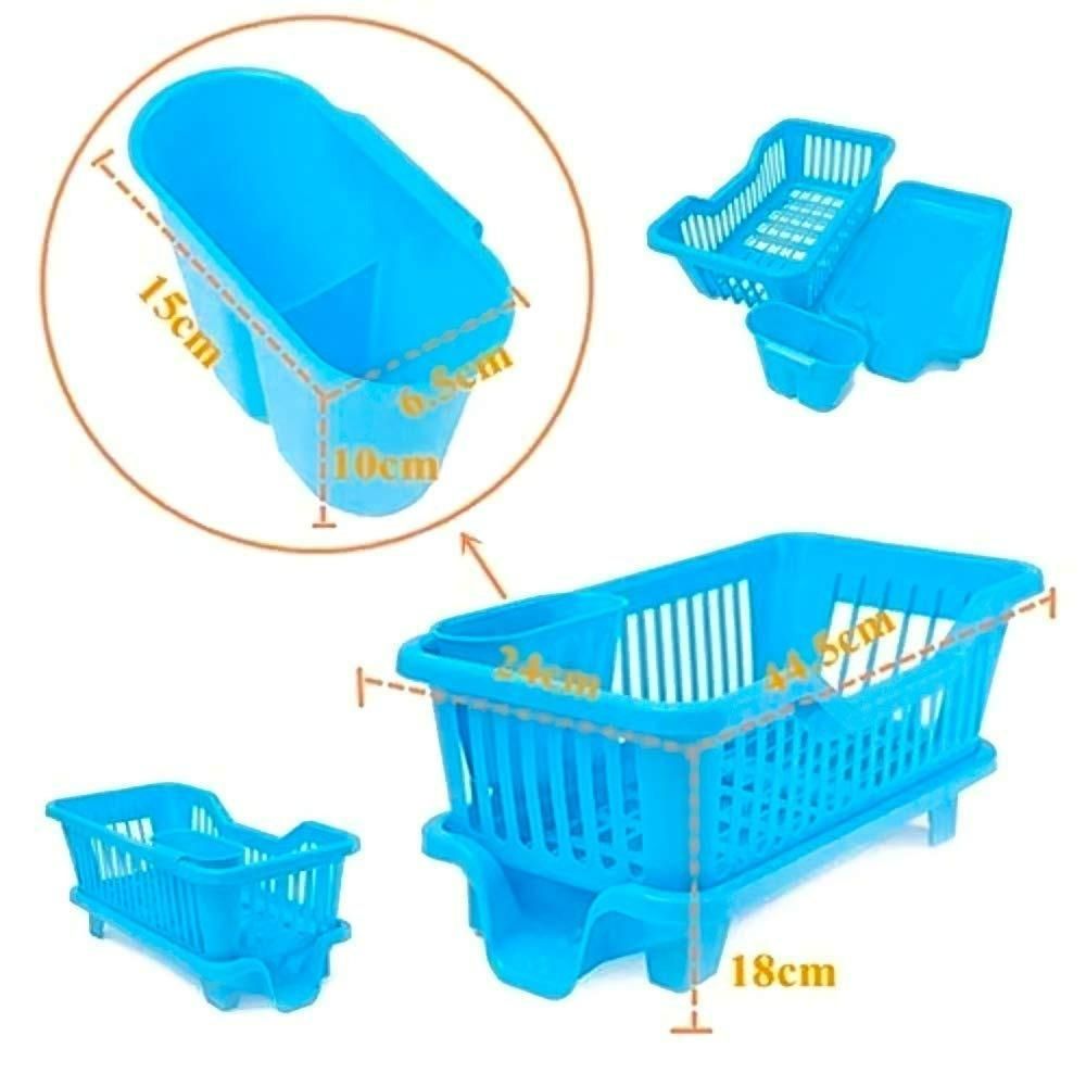 The Culinary House 3 in 1 Kitchen Dish Drainer (Blue)
