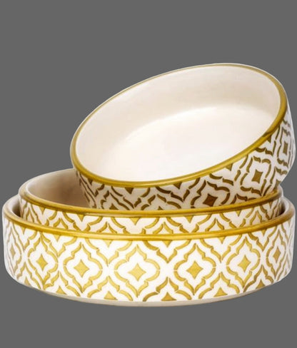 The Culinary House - Ceramic Flat Deep Serving Bowl Set – 3 Sizes (500 ml | 600 ml | 800 ml)