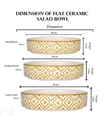 The Culinary House - Ceramic Flat Deep Serving Bowl Set – 3 Sizes (500 ml | 600 ml | 800 ml)