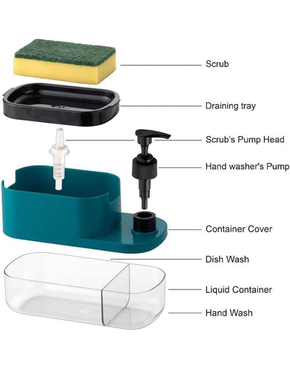 The Culinary House - Soap Pump Dispenser with Sponge Holder – Multi-Colour