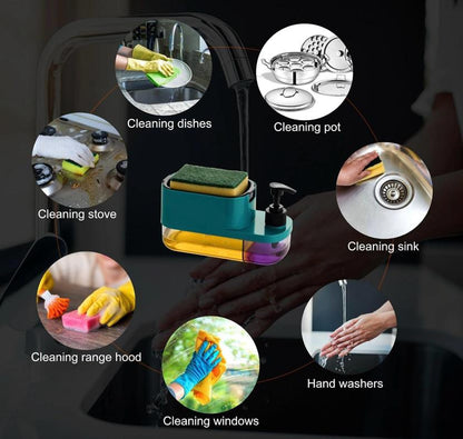 The Culinary House - Soap Pump Dispenser with Sponge Holder – Multi-Colour