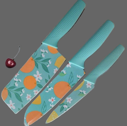 The Culinary House Kitchen Knives Stainless Steel Set of 3 – Professional Chef Knife, Meat Knife, and Utility Knife with Non-Slip Handle – Sharp, Durable, and Ergonomic Knives for Home Kitchen (Blue)