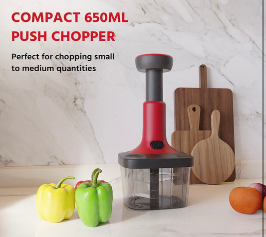 The Culinary House - Push Manual Chopper 1600ml with Whisker(Red)