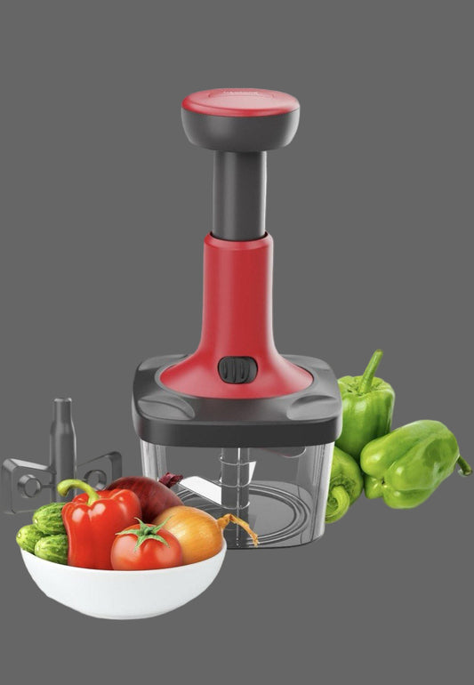 The Culinary House - Push Manual Chopper 1600ml with Whisker(Red)