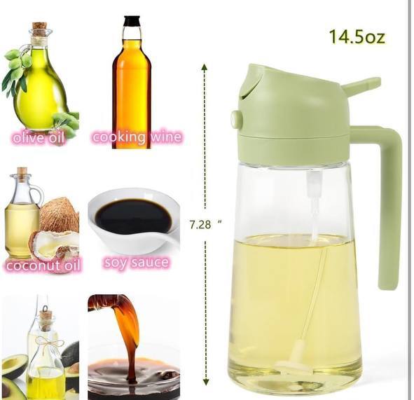 The Culinary House - 2 in 1 Oil Dispenser 500ml Oil Sprayer Bottle for Cooking