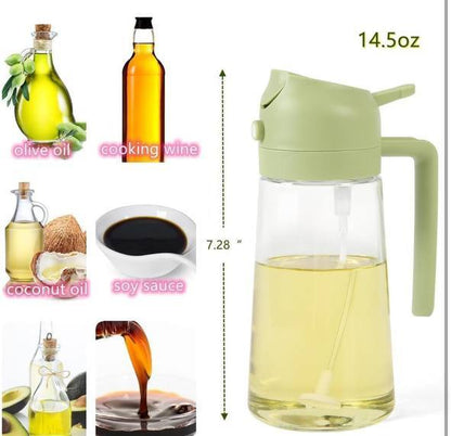 The Culinary House - 2 in 1 Oil Dispenser 500ml Oil Sprayer Bottle for Cooking