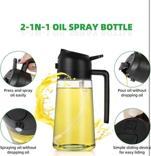 The Culinary House - 2 in 1 Oil Dispenser 500ml Oil Sprayer Bottle for Cooking