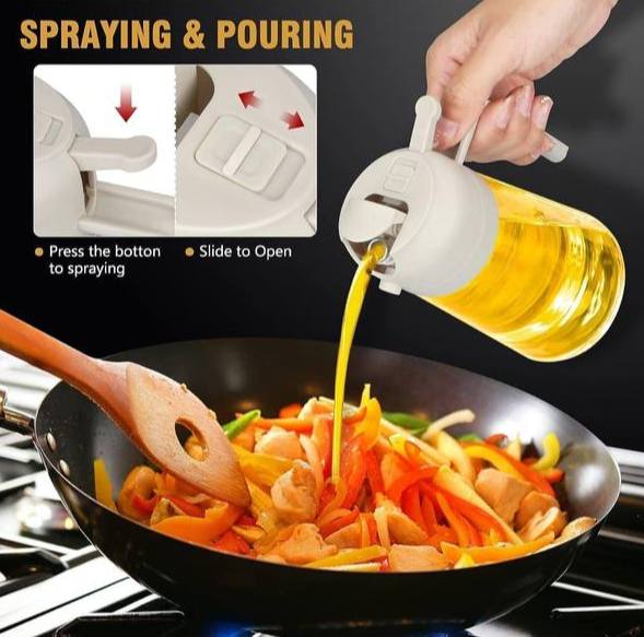 The Culinary House - 2 in 1 Oil Dispenser 500ml Oil Sprayer Bottle for Cooking