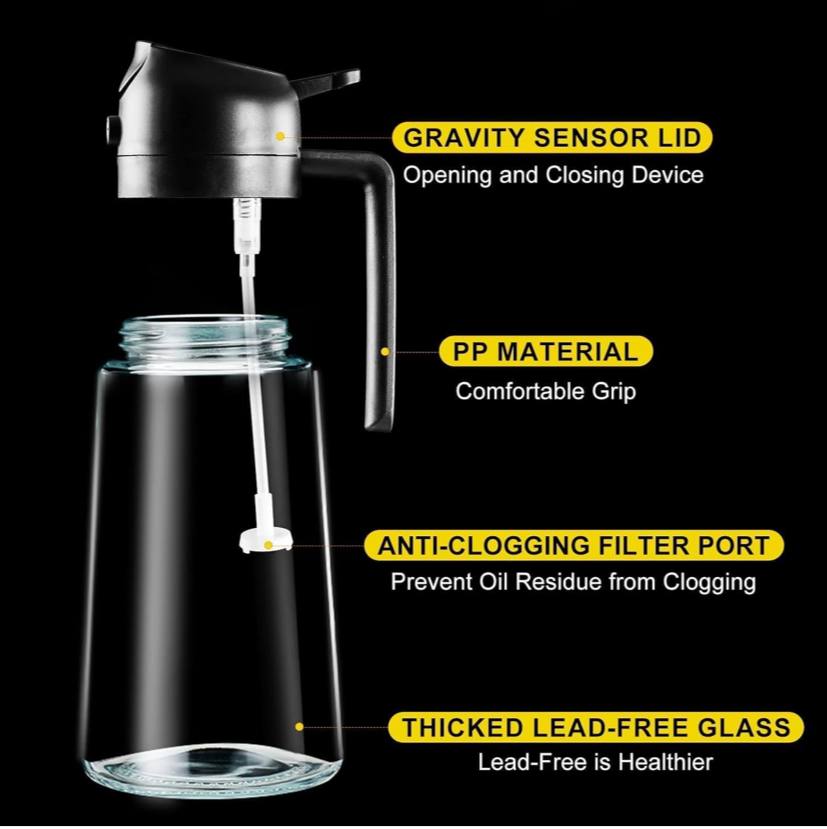 The Culinary House - 2 in 1 Oil Dispenser 500ml Oil Sprayer Bottle for Cooking