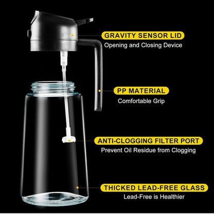 The Culinary House - 2 in 1 Oil Dispenser 500ml Oil Sprayer Bottle for Cooking
