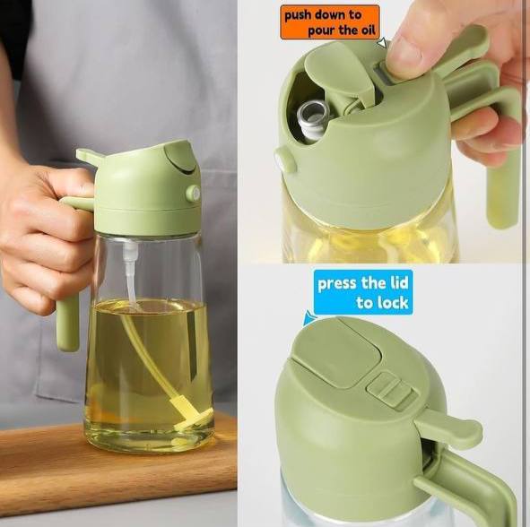 The Culinary House - 2 in 1 Oil Dispenser 500ml Oil Sprayer Bottle for Cooking