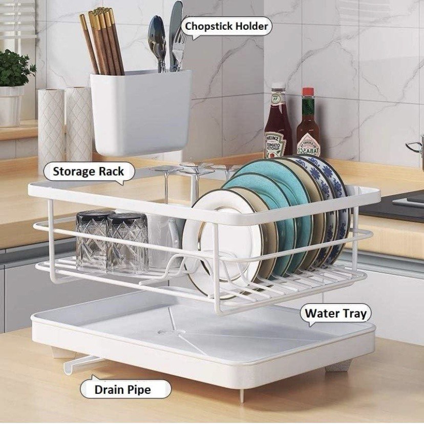 The Culinary House - Dish Rack for Kitchen Counter – Compact Drainer (Single Layer, Silver)