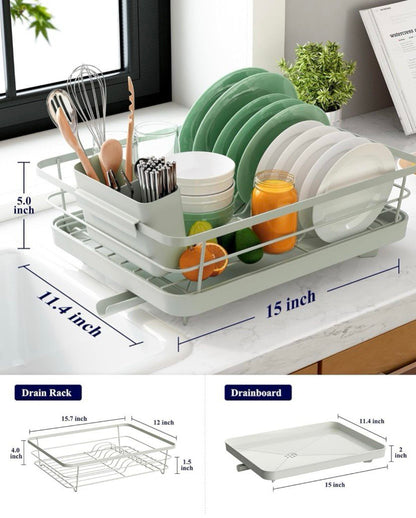 The Culinary House - Dish Rack for Kitchen Counter – Compact Drainer (Single Layer, Silver)