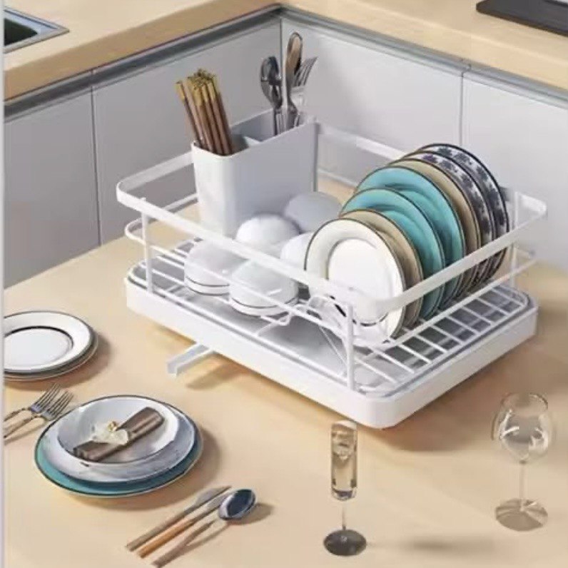 The Culinary House - Dish Rack for Kitchen Counter – Compact Drainer (Single Layer, Silver)
